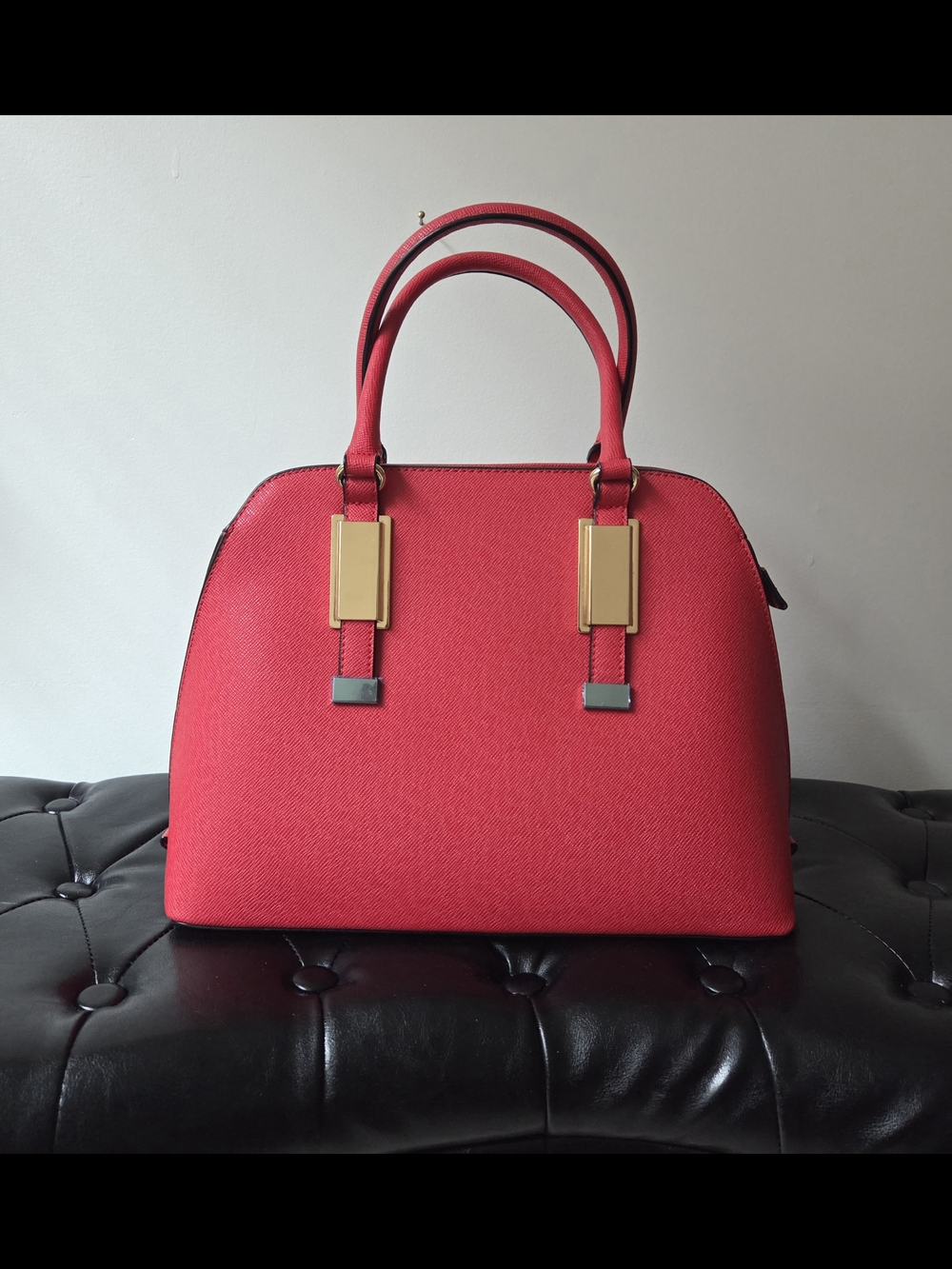 Red Structured Top-Handle Women's Satchel